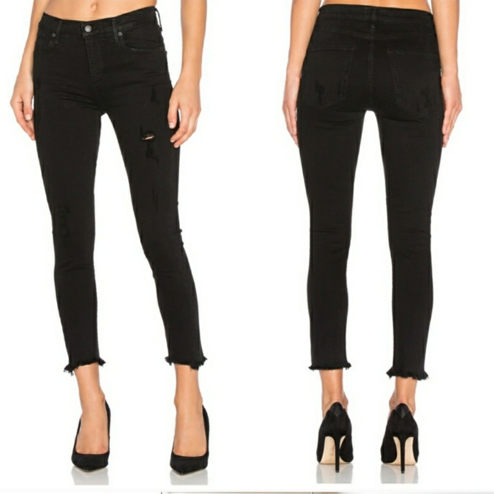 Agolde Sophie High Rise Skinny Crop Black 26